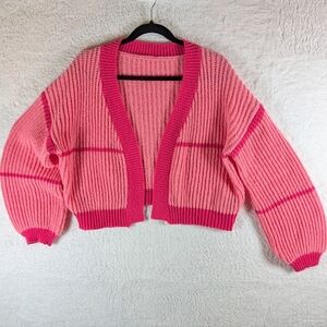 SHEIN Pink and Red Knit Cardigan